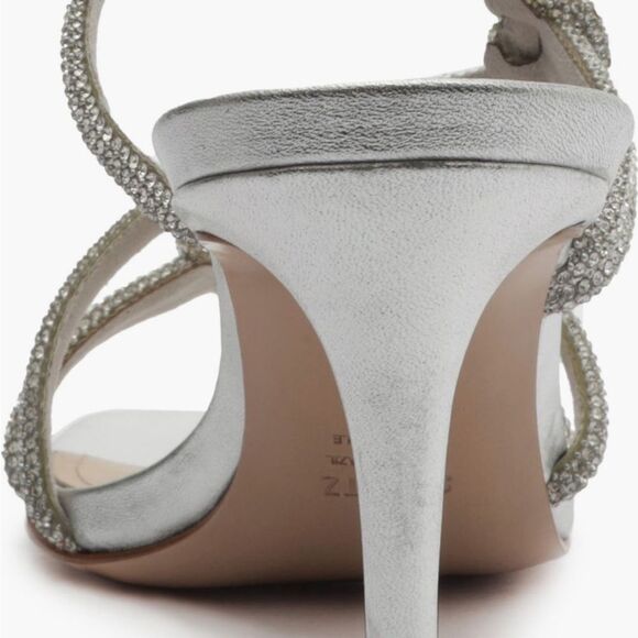 Schutz Lauryn Silver Rhinestone Sparkle Heeled Sandals Dressy Brand new in box - Picture 6 of 6